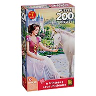 Puzzle Princesa e Unicórnios 200 Peças - Grow - imagem 1