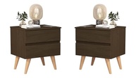 Kit 2 Mesas de Cabeceira Roma com 2 Gavetas em MDF e Pés em PVC - Cor Cedro - imagem 2