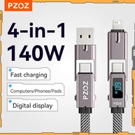 PZOZ 140W: Cabo USB-C 4 em 1 com Display Digital - imagem 1