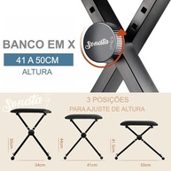 Banco Q90 Piano Em X Retrátil com Teclado - Conforto e Versatilidade para Músicos - imagem 4