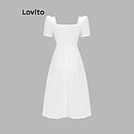 Vestido Elegante Branco com Manga Bufante e Gola Quadrada - imagem 2