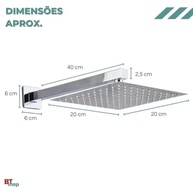 Chuveiro Ducha Slim 20x20 Quadrada Inox com Cano de Parede - Design Moderno e Fácil Instalação - imagem 3