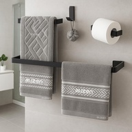 Kit Acessórios Banheiro Quadrado Preto Fosco 4 Peças - Modernidade e Estilo - imagem 1