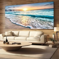 Quadro Decorativo Paisagem Praia Nascer Sol 100x70cm - Tela Canvas para Sala, Quarto ou Hall - imagem 2