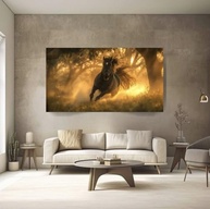 Quadro Tela Decorativo Cavalo no Pôr do Sol 60x40cm | Arte Exclusiva em Canvas com Moldura de Madeira Maciça - imagem 2