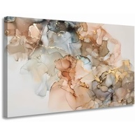 Quadro Abstrato Marmorizado Arte Moderna Bege e Dourado 60x90cm | Impressão HD em Canvas com Chassi de Madeira - imagem 2