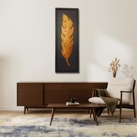 Quadro Decorativo Pena em Madeira Maciça 98x35cm | Design Moderno com Moldura Preta para Sala e Ambientes - imagem 2