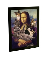 Quadro Decorativo Engraçado Mona Lisa com Gatos - Arte Exclusiva para Quarto e Sala - imagem 1