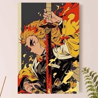 Placa Quadro Decorativo Kimetsu no Yaiba - Kyojuro Rengoku | MDF Premium | Decoração Anime - imagem 2
