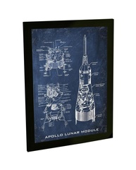 Quadro Decorativo A3 Nave Apollo Lua Espaço Astronômico | Moldura Premium em Pinus - imagem 1