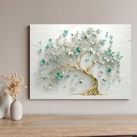Quadro Decorativo Arvore Azul Verde 130x90cm - Arte Moderna para Quarto e Sala - imagem 5
