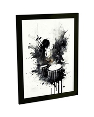 Quadro Decorativo Bateria Banda de Rock - Estilo Grunge para Quarto e Sala - imagem 1