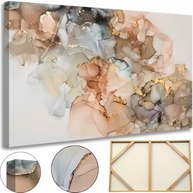 Quadro Abstrato Marmorizado Arte Moderna Bege e Dourado 60x90cm | Impressão HD em Canvas com Chassi de Madeira - imagem 5