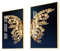 Quadro Decorativo Abstrato Dourado Golden Ouro Borboleta - 2 Unidades 60x40cm - imagem 1