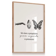 Quadro Decorativo Borboleta Metamorfose com Frase Motivacional 33x43cm - Moldura Carvalho - imagem 1
