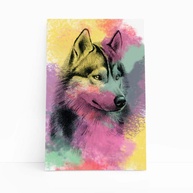 Quadro Husky Siberiano Aquarela Canvas 20x30cm - Decore com Estilo e Personalidade - imagem 1