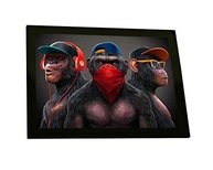 Quadro Decorativo 3 Macacos Sábios - Gangue dos Macacos Humorístico com Moldura Preta - imagem 2