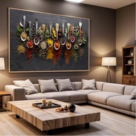 Quadro Decorativo com Moldura Colheres Tempero - Impressão 4K para Sala e Cozinha - imagem 5