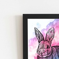 Quadro Coelho Artesanal em Aquarela - Decore seu Espaço com Estilo Pet - imagem 3