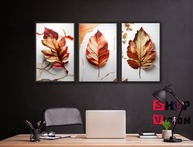 Quadro Folhas Douradas Secas - Decore com Estilo e Sofisticação - imagem 3