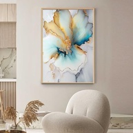 Quadro com Moldura Abstrato Mármore Moderno Azul Dourado - Decore sua Casa com Arte de Alta Definição - imagem 5