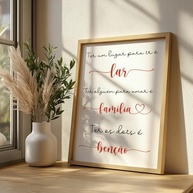 Quadro Decorativo Lar Família Benção - Moldura com Frase Motivacional para Decoração de Quarto e Sala - imagem 5