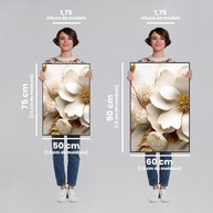 Quadro Decorativo Floral Branco e Dourado - 3 Telas Elegantes para Sala, Quarto e Escritório - imagem 3