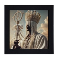Quadro Orixá Oxalá com Moldura Preta 18x18 cm - Decoração Sagrada e Espiritual - imagem 1