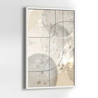 Quadro Decorativo Abstrato com Moldura - Design Moderno em Bege, Cinza e Marrom para Sala e Quarto - imagem 4