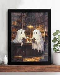 Pôster de Arte Gótica com Fantasmas - Quadro emoldurado para Decoração de Biblioteca ou Sala de Leitura - imagem 5