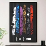 Quadro Jiu Jitsu Faixa Leão Lutador Decorativo A4 23x33cm - Moldura Premium com Impressão em Alta Definição - imagem 2