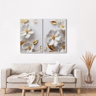 Quadro Floral 2 Telas: Harmonia e Elegância - imagem 1