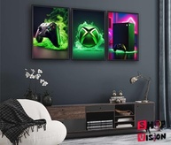 Quadro Decorativo Gamer Xbox - Kit 3 Peças para Sala e Quarto | Design Console e Controle | Impressão Premium 120x60cm - imagem 3
