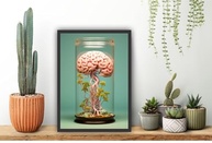 Quadro Decorativo Profissão Psicologia Cérebro Pote Moldura Preta - Design Exclusivo para Ambientes Elegantes - imagem 3