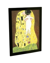 Quadro Decorativo Gato Paródia O Beijo - Arte Exclusiva para Sala e Quarto - imagem 2