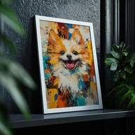 Quadro Decorativo Cachorro Lulu da Pomerânia Colorido - Arte Moderna Estilo Pop com Moldura - imagem 3