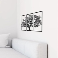 Quadro Decorativo Árvore da Vida 3 Painéis 60x40cm - MDF Preto Moderno para Sala de Estar - imagem 5