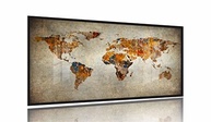Quadro Mapa Mundi Rústico 130x60cm - Decoração Moderna para Sala, Quarto e Escritório com Moldura Preta - imagem 2
