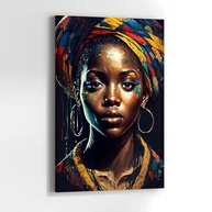 Quadro Decorativo Mulher Africana 130x90cm - Ilustração Moderna em Tecido para Sala e Quarto - imagem 3