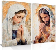 Kit 2 Quadros Decorativos Canvas 60x90 cm - Jesus e Maria | Decore com Fé e Estilo - imagem 2