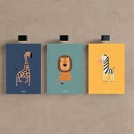 Kit 3 Quadros Decorativos Animais Safari - Quarto Infantil Menino Premium (40x28cm) - imagem 5