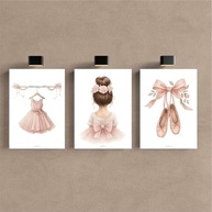 Kit 3 Quadros Decorativos Ballet Infantil - Estilo Moderno para Quarto de Menina (40x28cm) - imagem 3