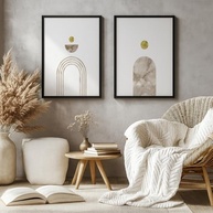 Kit 2 Quadros Decorativos Abstrato Geométrico Dourado Mármore Bege - Estilo Minimalista Moderno com Moldura - imagem 5
