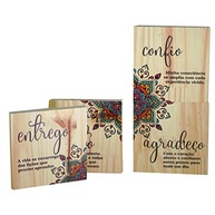 Kit 4 Quadros de Madeira com Mantras de Meditação - Entrego, Confio, Aceito e Agradeço - imagem 4