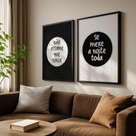 Kit 2 Quadros Decorativos Frases Divertidas Preto e Branco - Estilo Criativo e Humor para Casal e Jovens - imagem 3