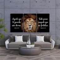 Kit 3 Quadros Decorativos Leão de Judá Cristão Gospel 60x30cm - Inspiração Espiritual para Sua Casa - imagem 5