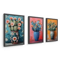 Kit 3 Quadros Decorativos 18x24 cm com Moldura e Vidro - Vaso Colorido para Decoração Moderna - imagem 4