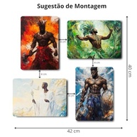Kit 4 Quadros Orixás - Xangô, Oxóssi, Ogum e Oxalá | 14x20cm | Decoração e Espiritualidade Afro-Brasileira - imagem 4