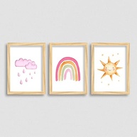 Quadros Nuvem, Arco-Íris e Sol - Decoração Infantil para Quarto de Menina - imagem 4