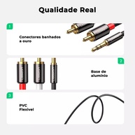 Cabo Ugreen 3.5mm P2 para 2RCA Macho 5m: Conexão Estéreo de Qualidade - imagem 2